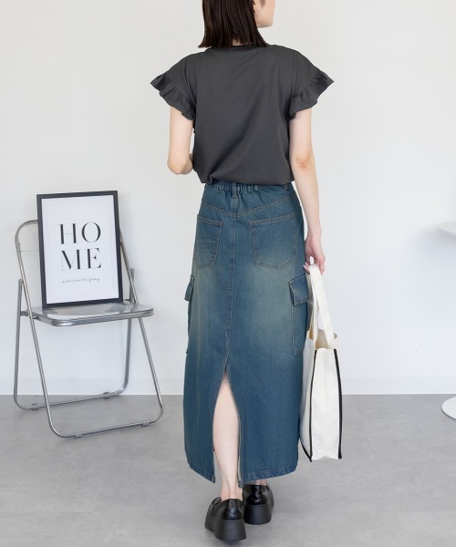 aity(アイティ)の「フレンチスリーブTシャツ 袖フレア カットソー きれいめ 大きいサイズ 夏服(Tシャツ/カットソー・レディース・ブラック/グレイッシュベージュ/オフホワイト/チャコール/ミント・LL~3L/4L~5L/M~L)」の12枚目の写真