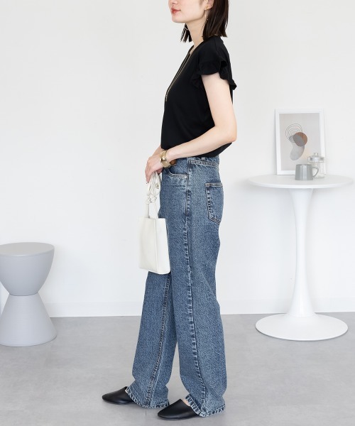 aity(アイティ)の「フレンチスリーブTシャツ 袖フレア カットソー きれいめ 大きいサイズ 夏服(Tシャツ/カットソー・レディース・ブラック/グレイッシュベージュ/オフホワイト/チャコール/ミント・LL~3L/4L~5L/M~L)」の15枚目の写真