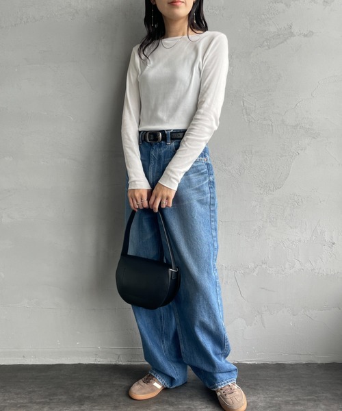 HANES（ヘインズ）の「【WEB限定】[HANES/ヘインズ] COMFORT WARM クルーネックロングスリーブTシャツ（Tシャツ/カットソー・レディース・ホワイト/ブラック・F）」の3枚目の写真