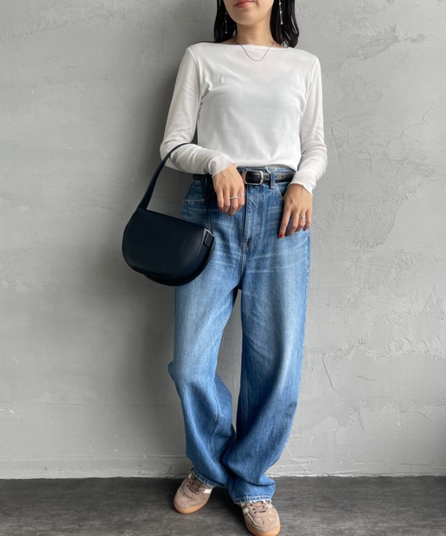 HANES（ヘインズ）の「【WEB限定】[HANES/ヘインズ] COMFORT WARM クルーネックロングスリーブTシャツ（Tシャツ/カットソー・レディース・ホワイト/ブラック・F）」の6枚目の写真