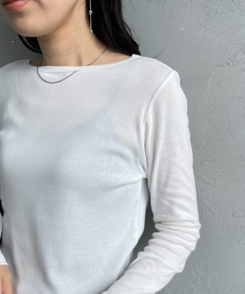 HANES（ヘインズ）の「【WEB限定】[HANES/ヘインズ] COMFORT WARM クルーネックロングスリーブTシャツ（Tシャツ/カットソー・レディース・ホワイト/ブラック・F）」の11枚目の写真