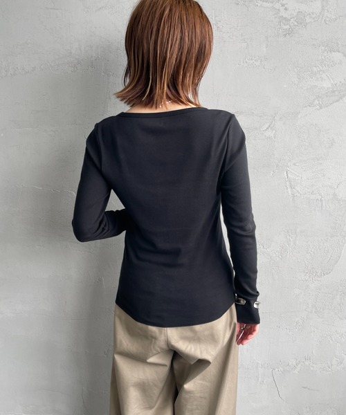 HANES（ヘインズ）の「【WEB限定】[HANES/ヘインズ] COMFORT WARM クルーネックロングスリーブTシャツ（Tシャツ/カットソー・レディース・ホワイト/ブラック・F）」の19枚目の写真