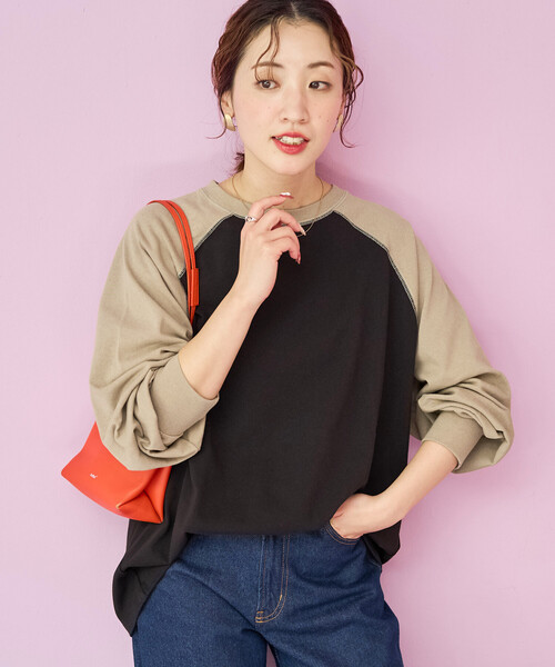 FREAK'S STORE(フリークスストア)の「限定展開 USA コットン ラグラン ロングスリーブ Tシャツ(Tシャツ/カットソー・レディース・ネイビー/ナチュラル/その他9/ブラック/ワインレッド/ブラウン/その他13/ブルー/オリーブ/ピンク・フリ-)」の10枚目の写真