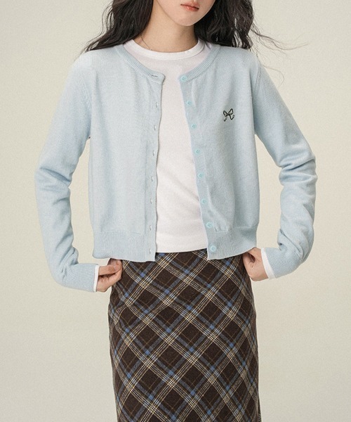 Miniministore(ミニミニストア)の「ワンポイントカーディガン リボン刺しゅう(カーディガン/ボレロ・レディース・グレー/ブラック/ライトブルー/レッド・FREE)」の17枚目の写真