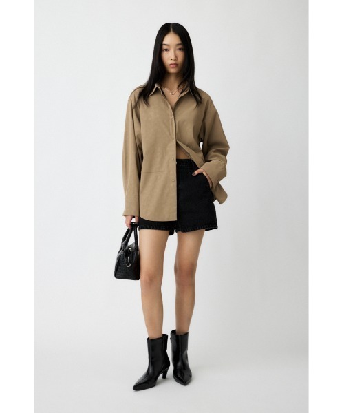 MOUSSY(マウジー)の「F/LEATHER シャツ(シャツ/ブラウス・レディース・ブラウン/ライトベージュ・FREE)」の4枚目の写真