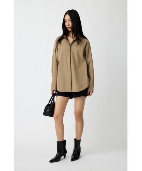 MOUSSY(マウジー)の「F/LEATHER シャツ(シャツ/ブラウス・レディース・ブラウン/ライトベージュ・FREE)」の5枚目の写真