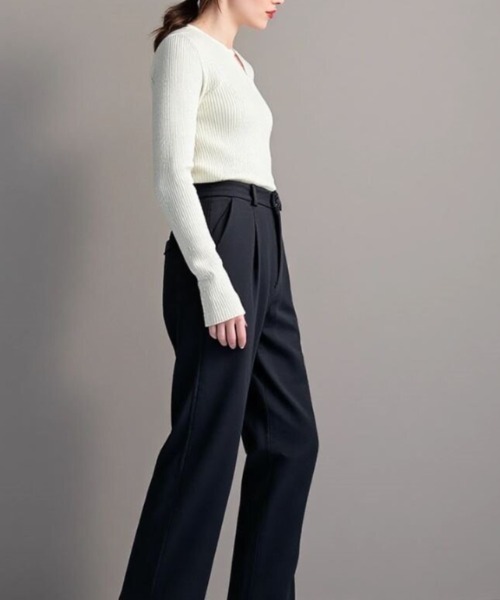 cammie(キャミー)の「キーネックリブニット(ニット/セーター・レディース・ブラック/ライトグレー/キャメル・F)」の11枚目の写真