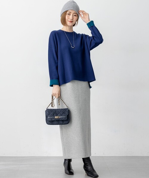 23区（ニジュウサンク）の「【洗える】ダブルフェイス プルオーバー ニット（ニット/セーター・レディース・アイボリー系/グレー系/ブルー系・38）」の5枚目の写真