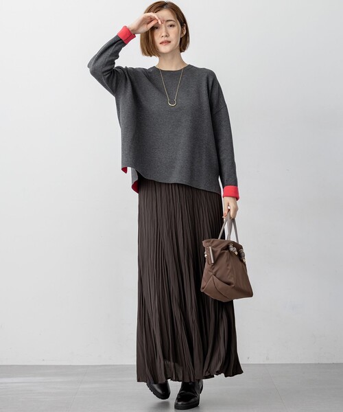 23区（ニジュウサンク）の「【洗える】ダブルフェイス プルオーバー ニット（ニット/セーター・レディース・アイボリー系/グレー系/ブルー系・38）」の9枚目の写真