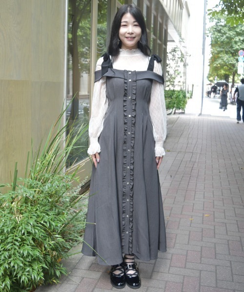 ショルダーリボンワンピース（ワンピース）｜axes femme（アクシーズ