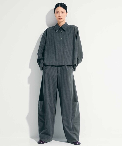 STUDIOUS（ステュディオス）の「【STUDIOUS/ステュディオス】2way Cuffs Over Shirt/オーバーシャツ（シャツ/ブラウス・レディース・ライトピンク/ライトブルー/ダークグレー/ホワイト/オレンジ・FREE）」の6枚目の写真