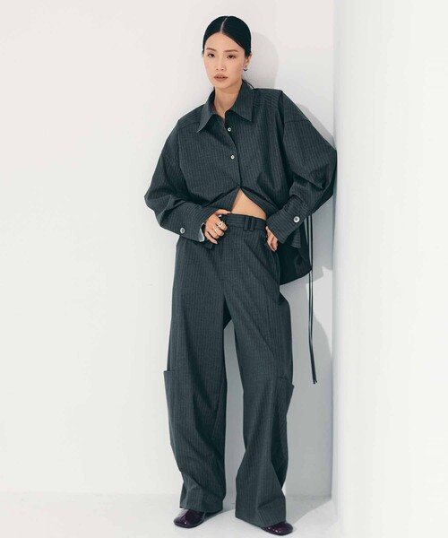 STUDIOUS（ステュディオス）の「【STUDIOUS/ステュディオス】2way Cuffs Over Shirt/オーバーシャツ（シャツ/ブラウス・レディース・ライトピンク/ライトブルー/ダークグレー/ホワイト/オレンジ・FREE）」の9枚目の写真