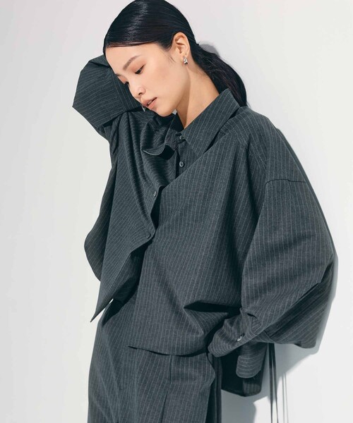 STUDIOUS（ステュディオス）の「【STUDIOUS/ステュディオス】2way Cuffs Over Shirt/オーバーシャツ（シャツ/ブラウス・レディース・ライトピンク/ライトブルー/ダークグレー/ホワイト/オレンジ・FREE）」の14枚目の写真