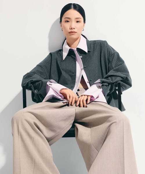 STUDIOUS（ステュディオス）の「【STUDIOUS/ステュディオス】2way Cuffs Over Shirt/オーバーシャツ（シャツ/ブラウス・レディース・ライトピンク/ライトブルー/ダークグレー/ホワイト/オレンジ・FREE）」の16枚目の写真