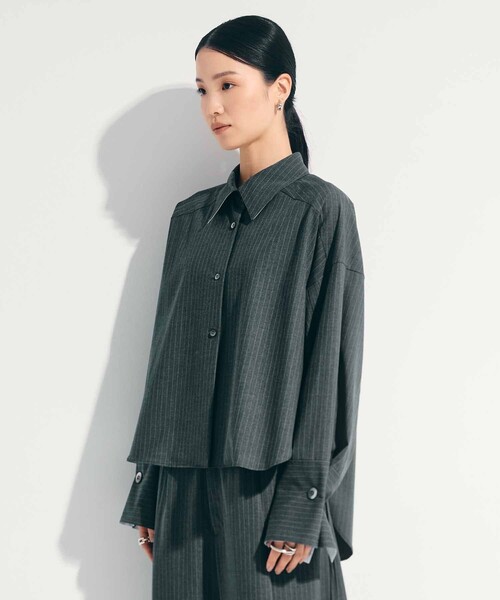 STUDIOUS（ステュディオス）の「【STUDIOUS/ステュディオス】2way Cuffs Over Shirt/オーバーシャツ（シャツ/ブラウス・レディース・ライトピンク/ライトブルー/ダークグレー/ホワイト/オレンジ・FREE）」の18枚目の写真