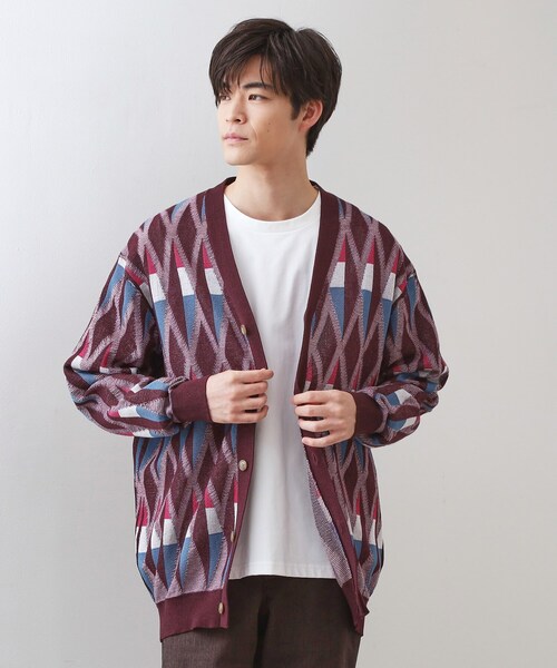 THE SHOP TK (ザ ショップ ティーケー )の「【季節の変わり目に活躍】ニットカーディガン 選べる2デザイン(柄&無地)/洗濯機OK(カーディガン/ボレロ・メンズ・ボルドー/ワイン系2/ブラック/ブラック系5・02/03/04)」の4枚目の写真