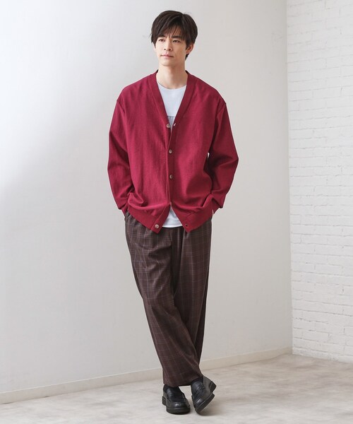 THE SHOP TK (ザ ショップ ティーケー )の「【季節の変わり目に活躍】ニットカーディガン 選べる2デザイン(柄&無地)/洗濯機OK(カーディガン/ボレロ・メンズ・ボルドー/ワイン系2/ブラック/ブラック系5・02/03/04)」の12枚目の写真