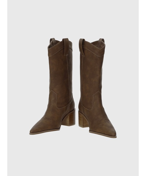 EIMY ISTOIRE（エイミーイストワール）の「ポインテッドウエスタンブーツ（ブーツ・レディース・ブラウン/ベージュ・M/S/L）」の10枚目の写真