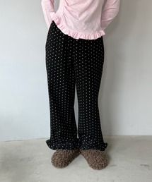 SANSeLF | 【SANSeLF】 ドットワイドパンツ 裾フリル ストレートライン リラックスムード saw25a045(その他パンツ)