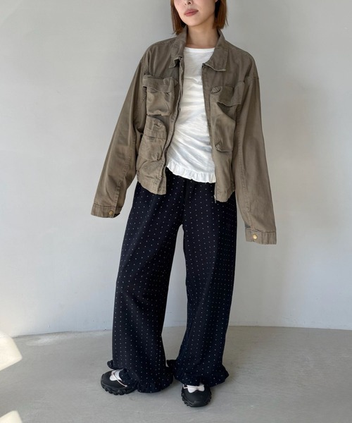 SANSeLF（サンセルフ）の「【SANSeLF】裾フリルドットリラックスワイドパンツ saw25a045（その他パンツ・レディース・ブラック/ネイビー・FREE）」の7枚目の写真