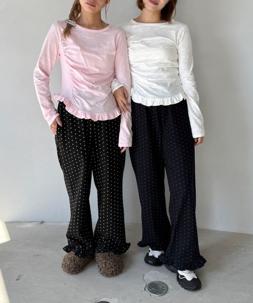 SANSeLF（サンセルフ）の「【SANSeLF】裾フリルドットリラックスワイドパンツ saw25a045（その他パンツ・レディース・ブラック/ネイビー・FREE）」の16枚目の写真