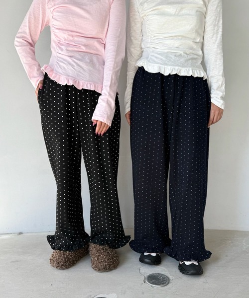 SANSeLF（サンセルフ）の「【SANSeLF】裾フリルドットリラックスワイドパンツ saw25a045（その他パンツ・レディース・ブラック/ネイビー・FREE）」の17枚目の写真