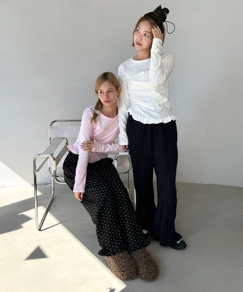 SANSeLF（サンセルフ）の「【SANSeLF】裾フリルドットリラックスワイドパンツ saw25a045（その他パンツ・レディース・ブラック/ネイビー・FREE）」の19枚目の写真