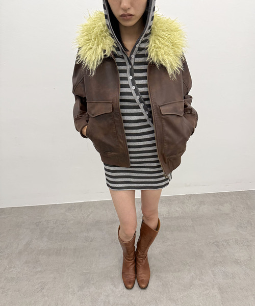 Oriens JOURNAL STANDARD（オリエンス ジャーナルスタンダード）の「2way ファージャケット（その他アウター・レディース・ブラック/ブラウン系その他/パープル・FREE）」の3枚目の写真