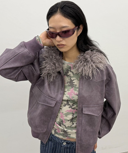 Oriens JOURNAL STANDARD（オリエンス ジャーナルスタンダード）の「2way ファージャケット（その他アウター・レディース・ブラック/ブラウン系その他/パープル・FREE）」の7枚目の写真