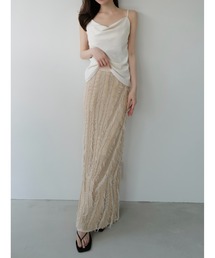 fringe knit tight skirt