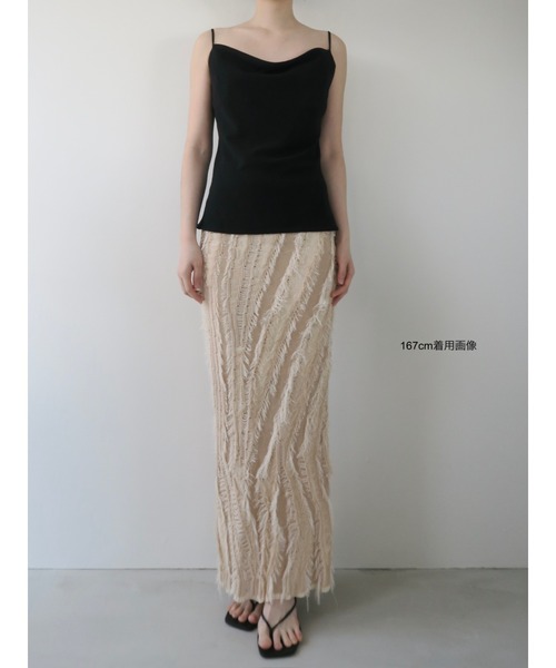 celon(セロン)の「fringe knit tight skirt(スカート・レディース・ブラウン/アイボリー・FREE)」の10枚目の写真