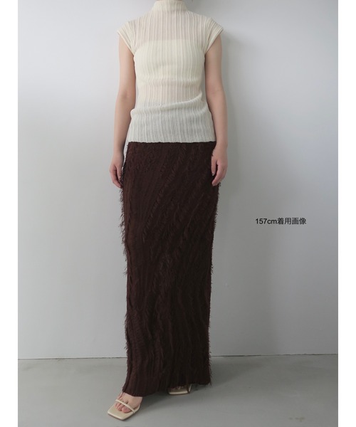 celon(セロン)の「fringe knit tight skirt(スカート・レディース・ブラウン/アイボリー・FREE)」の11枚目の写真
