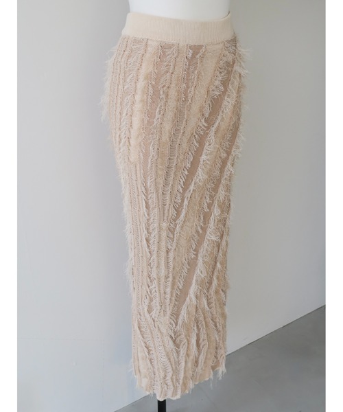 celon(セロン)の「fringe knit tight skirt(スカート・レディース・ブラウン/アイボリー・FREE)」の8枚目の写真