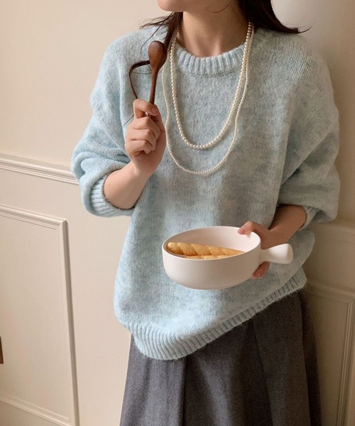 DAY CLOSET(デイ クローゼット)の「【厚手/ゆるっとリブヘムオーバーサイズ】長袖ドロップショルダールーズニットトップス レディース(ニット/セーター・レディース・ベージュ/パープル/ホワイト/ピンク/グレー/ブルー・FREE)」の5枚目の写真