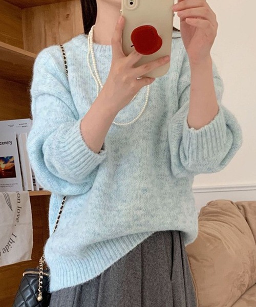 DAY CLOSET(デイ クローゼット)の「【厚手/ゆるっとリブヘムオーバーサイズ】長袖ドロップショルダールーズニットトップス レディース(ニット/セーター・レディース・ベージュ/パープル/ホワイト/ピンク/グレー/ブルー・FREE)」の8枚目の写真