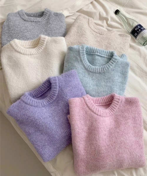 DAY CLOSET(デイ クローゼット)の「【厚手/ゆるっとリブヘムオーバーサイズ】長袖ドロップショルダールーズニットトップス レディース(ニット/セーター・レディース・ベージュ/パープル/ホワイト/ピンク/グレー/ブルー・FREE)」の11枚目の写真