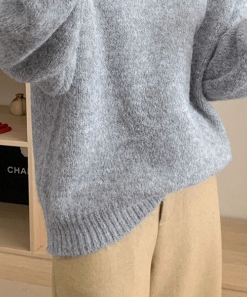 DAY CLOSET(デイ クローゼット)の「【厚手/ゆるっとリブヘムオーバーサイズ】長袖ドロップショルダールーズニットトップス レディース(ニット/セーター・レディース・ベージュ/パープル/ホワイト/ピンク/グレー/ブルー・FREE)」の15枚目の写真