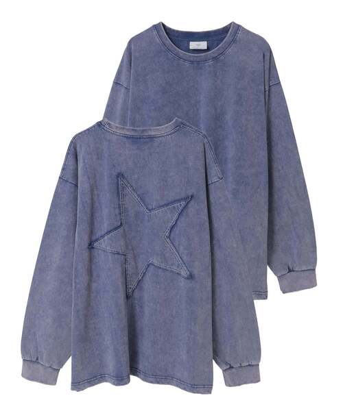 CONVERSE TOKYO（コンバーストウキョウ）の「CHEMICAL WASHED STAR★ PATCH TEE（Tシャツ/カットソー・レディース・スミクロ/パープル/ピンク・MEDIUM/SMALL）」の2枚目の写真