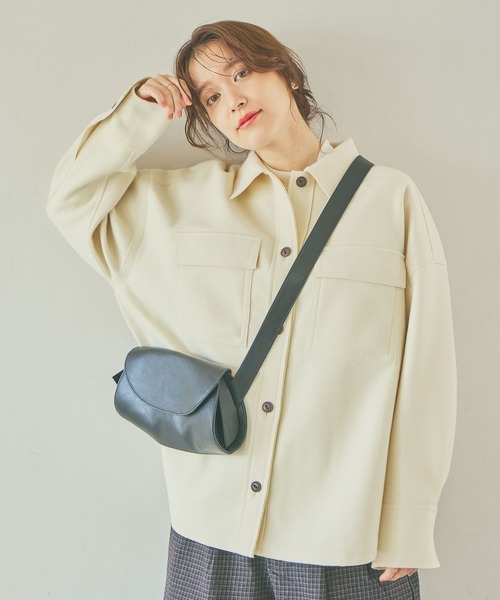 studio CLIP（スタディオクリップ）の「ウールライクニットシャツジャケット（その他アウター・レディース・ライトグレー/アイボリー・FREE）」の13枚目の写真