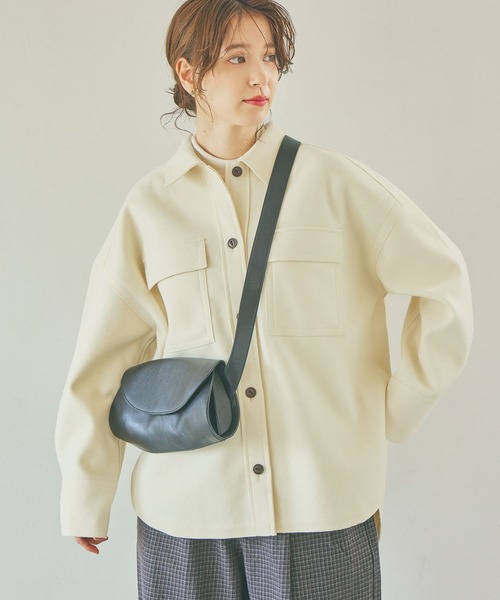 studio CLIP（スタディオクリップ）の「ウールライクニットシャツジャケット（その他アウター・レディース・ライトグレー/アイボリー・FREE）」の14枚目の写真