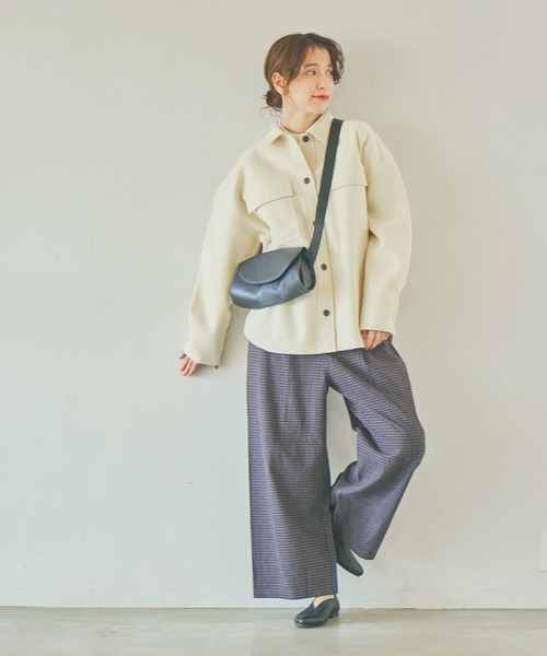 studio CLIP（スタディオクリップ）の「ウールライクニットシャツジャケット（その他アウター・レディース・ライトグレー/アイボリー・FREE）」の16枚目の写真