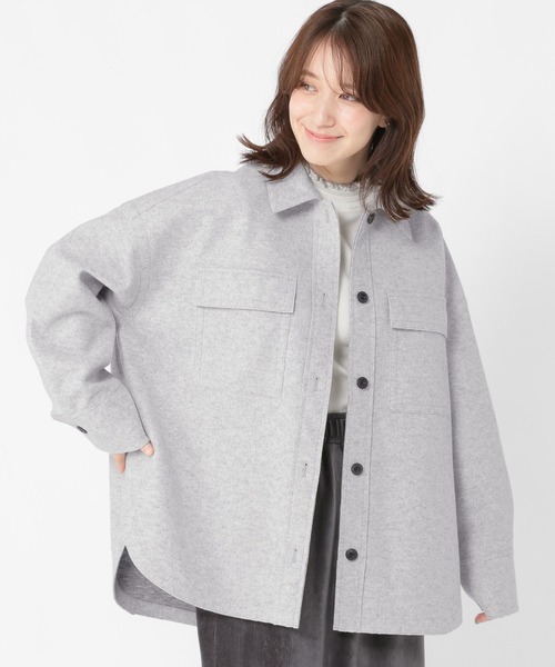 studio CLIP（スタディオクリップ）の「ウールライクニットシャツジャケット（その他アウター・レディース・ライトグレー/アイボリー・FREE）」の21枚目の写真