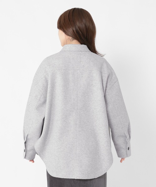 studio CLIP（スタディオクリップ）の「ウールライクニットシャツジャケット（その他アウター・レディース・ライトグレー/アイボリー・FREE）」の4枚目の写真