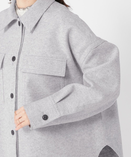 studio CLIP（スタディオクリップ）の「ウールライクニットシャツジャケット（その他アウター・レディース・ライトグレー/アイボリー・FREE）」の7枚目の写真