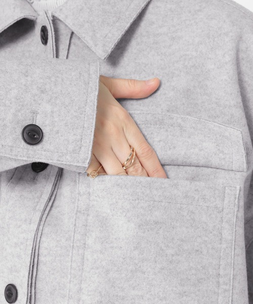 studio CLIP（スタディオクリップ）の「ウールライクニットシャツジャケット（その他アウター・レディース・ライトグレー/アイボリー・FREE）」の9枚目の写真