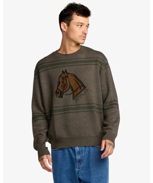 RVCA(ルーカ)の「RVCA メンズ KSL CREW SWEATER セーター 【2025年秋冬モデル】 @autumn/ルーカ馬柄ニット・セーター(ニット/セーター・メンズ・マルチ・SMALL/MEDIUM/LARGE/X-LARGE)」の3枚目の写真
