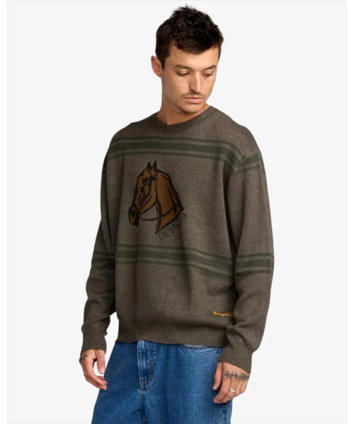 RVCA(ルーカ)の「RVCA メンズ KSL CREW SWEATER セーター 【2025年秋冬モデル】 @autumn/ルーカ馬柄ニット・セーター(ニット/セーター・メンズ・マルチ・SMALL/MEDIUM/LARGE/X-LARGE)」の4枚目の写真