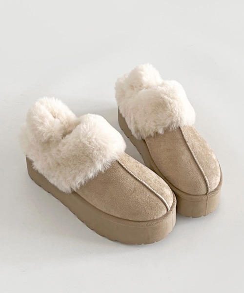 Shoes in Closet（シューズインクローゼット）の「軽量厚底 2WAY ファーベルト付 ボア ムートン サボ スリッポン 6495（スリッポン・レディース・ダークブラウン/ブラック/ライトベージュ/ブラウン系その他・S/M/L/LL）」の15枚目の写真