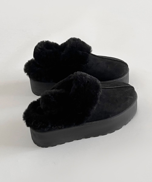 Shoes in Closet（シューズインクローゼット）の「軽量厚底 2WAY ファーベルト付 ボア ムートン サボ スリッポン 6495（スリッポン・レディース・ダークブラウン/ブラック/ライトベージュ/ブラウン系その他・S/M/L/LL）」の9枚目の写真