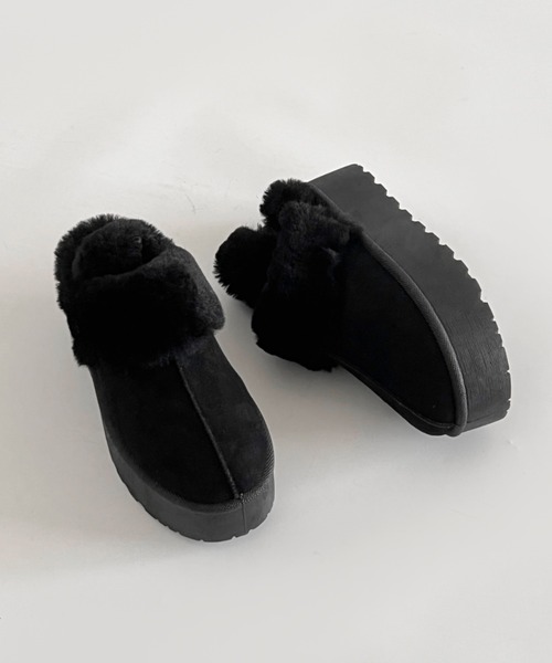 Shoes in Closet（シューズインクローゼット）の「軽量厚底 2WAY ファーベルト付 ボア ムートン サボ スリッポン 6495（スリッポン・レディース・ダークブラウン/ブラック/ライトベージュ/ブラウン系その他・S/M/L/LL）」の10枚目の写真